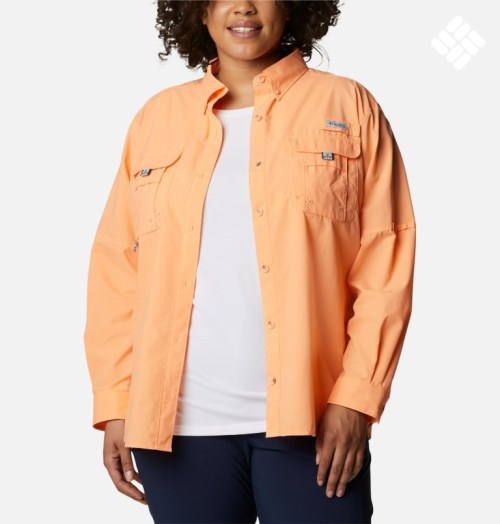 Camasa Columbia PFG Bahama Long Sleeve Dama Portocalii | Plus Size PV1ZAQS70